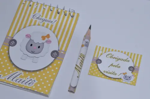 Bloquinho Personalizado com Lápis Ovelhinha