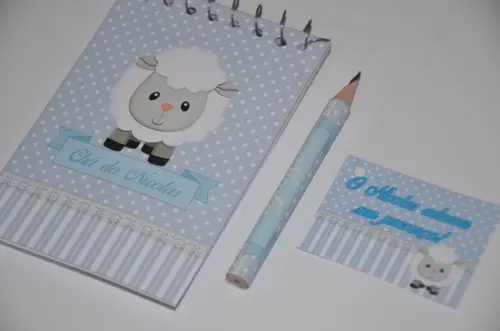 Bloquinho Personalizado com Lápis Ovelhinha