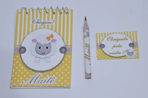 Bloquinho Personalizado com Lápis Ovelhinha