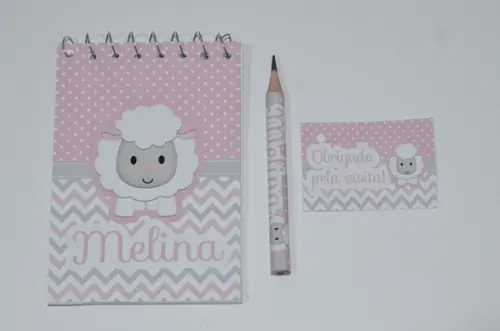 Bloquinho Personalizado com Lápis Ovelhinha