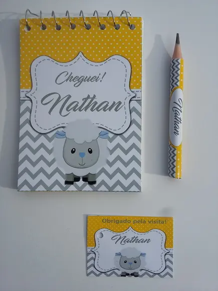Bloquinho Personalizado com Lápis Ovelhinha