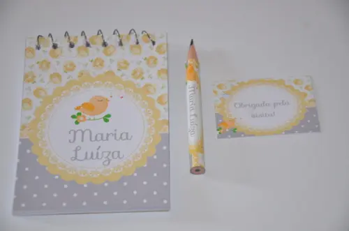 Bloquinho Personalizado com Lápis Passarinho
