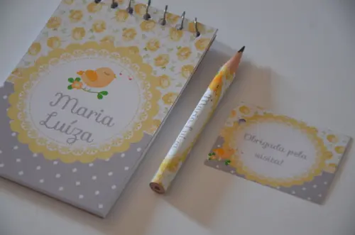 Bloquinho Personalizado com Lápis Passarinho