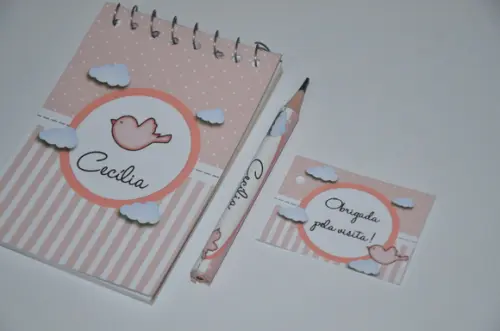 Bloquinho Personalizado com Lápis Passarinho