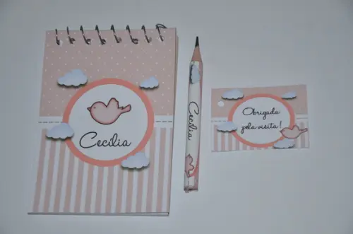 Bloquinho Personalizado com Lápis Passarinho