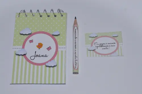 Bloquinho Personalizado com Lápis Passarinho