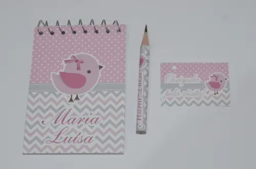 Bloquinho Personalizado com Lápis Passarinho
