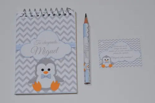 Bloquinho Personalizado com Lápis Pinguim