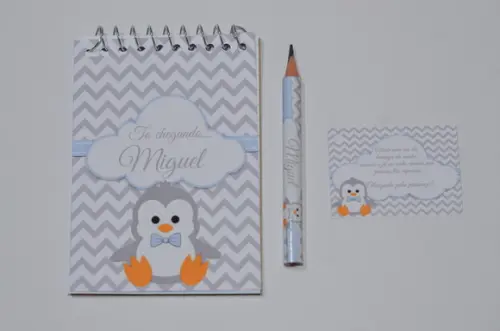 Bloquinho Personalizado com Lápis Pinguim