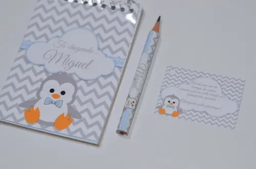 Bloquinho Personalizado com Lápis Pinguim
