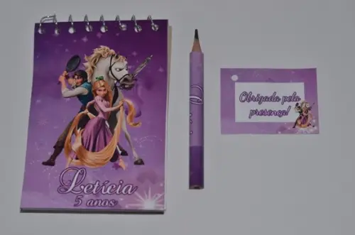 Bloquinho Personalizado com Lápis Rapunzel