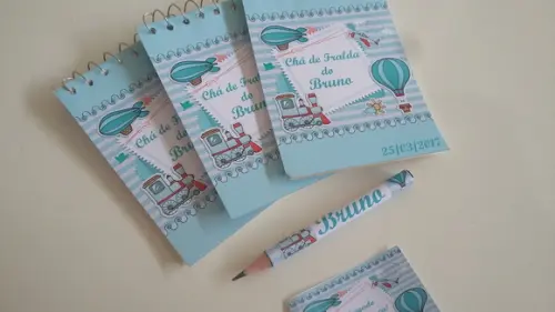 Bloquinho Personalizado com Lápis Transportes