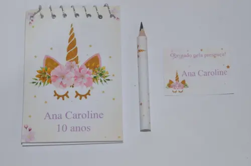 Bloquinho Personalizado com Lápis Unicórnio