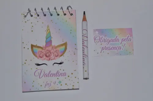 Bloquinho Personalizado com Lápis Unicórnio