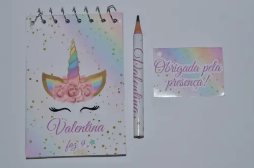 Bloquinho Personalizado com Lápis Unicórnio