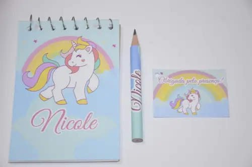 Bloquinho Personalizado com Lápis Unicórnio