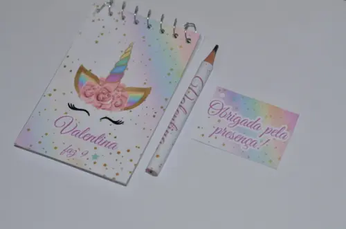 Bloquinho Personalizado com Lápis Unicórnio