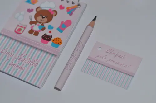 Bloquinho Personalizado com Lápis Ursinha