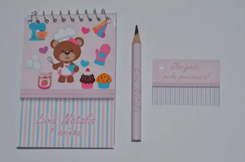 Bloquinho Personalizado com Lápis Ursinha