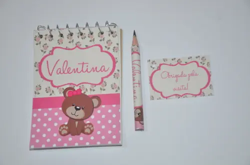 Bloquinho Personalizado com Lápis Ursinha