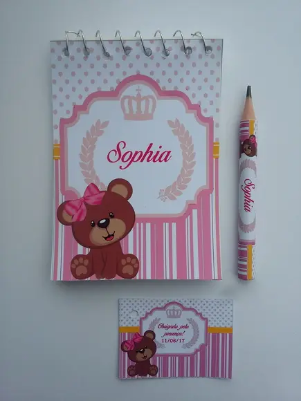 Bloquinho Personalizado com Lápis Ursinha