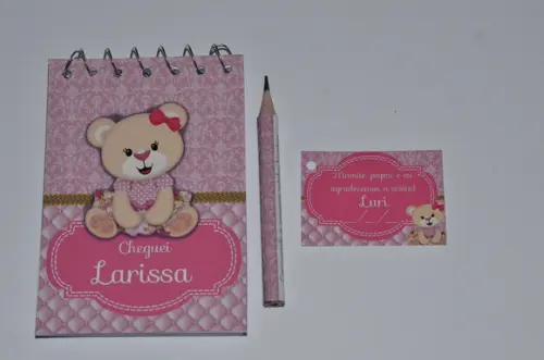 Bloquinho Personalizado com Lápis Ursinha