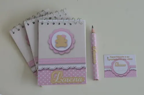 Bloquinho Personalizado com Lápis Ursinha