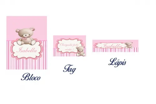 Bloquinho Personalizado com Lápis Ursinha