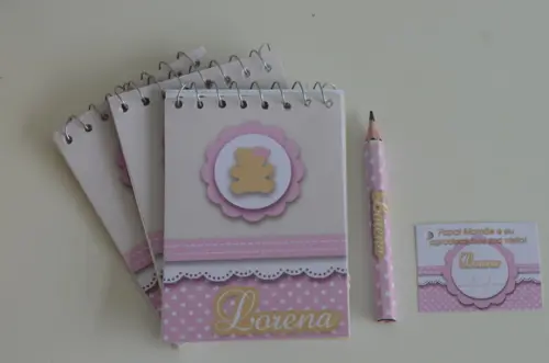 Bloquinho Personalizado com Lápis Ursinha