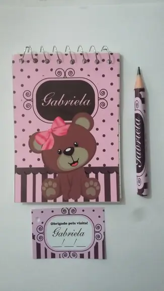 Bloquinho Personalizado com Lápis Ursinha