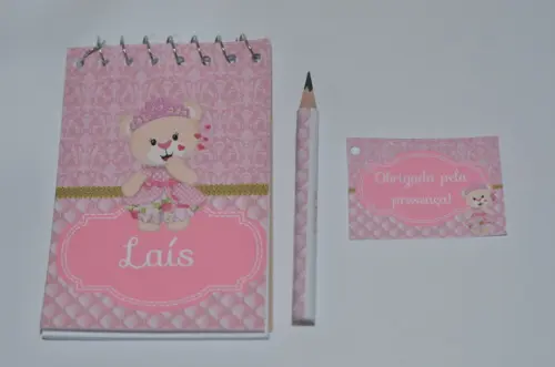 Bloquinho Personalizado com Lápis Ursinha Princesa