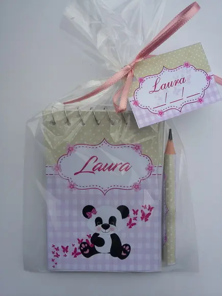 Bloquinho Personalizado com Lápis Ursinha Panda