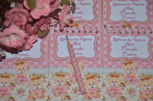 Bloquinho Personalizado com Lápis Ursinha Princesa
