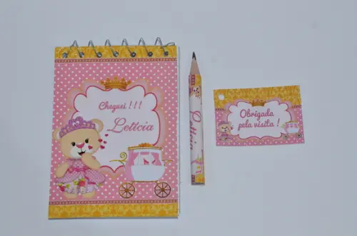 Bloquinho Personalizado com Lápis Ursinha Princesa