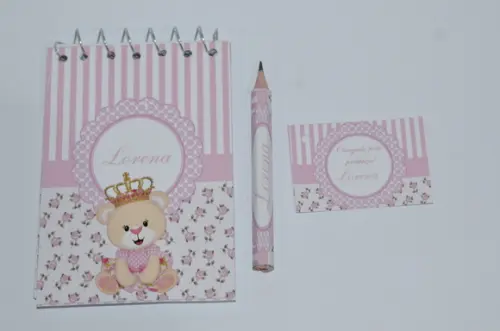 Bloquinho Personalizado com Lápis Ursinha Princesa