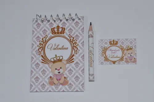 Bloquinho Personalizado com Lápis Ursinha Princesa