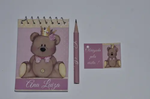 Bloquinho Personalizado com Lápís Ursinha Princesa