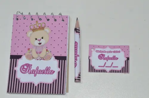 Bloquinho Personalizado com Lápis Ursinha Princesa