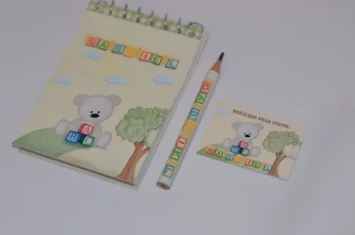 Bloquinho Personalizado com Lápis Ursinho