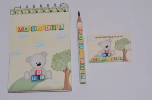 Bloquinho Personalizado com Lápis Ursinho