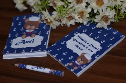 Bloquinho Personalizado com Lápis Ursinho