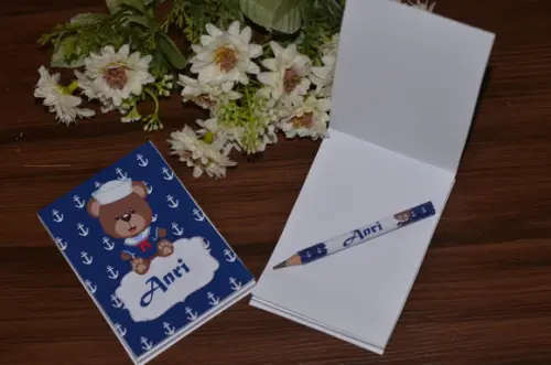 Bloquinho Personalizado com Lápis Ursinho