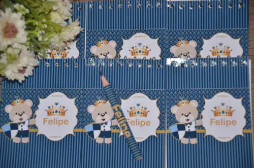Bloquinho Personalizado com Lápis Ursinho Principe