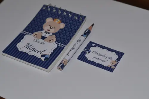 Bloquinho Personalizado com Lápis Ursinho Principe