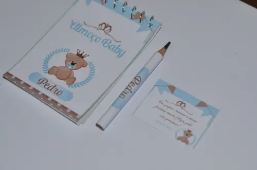 Bloquinho Personalizado com Lápis Ursinho Principe