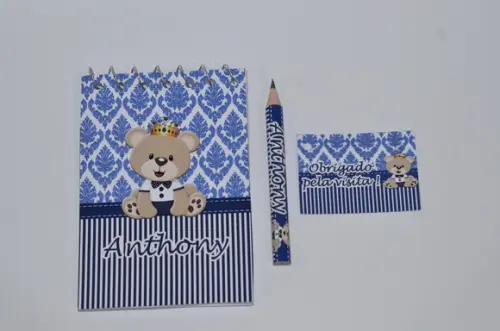 Bloquinho Personalizado com Lápis Ursinho Principe