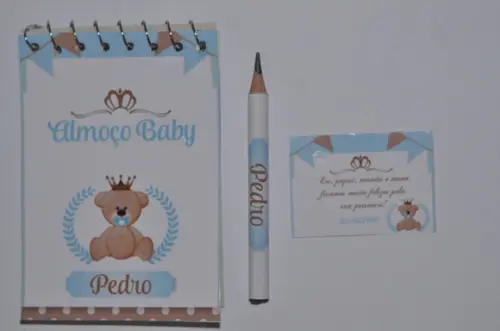 Bloquinho Personalizado com Lápis Ursinho Principe