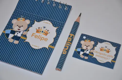 Bloquinho Personalizado com Lápis Ursinho Principe