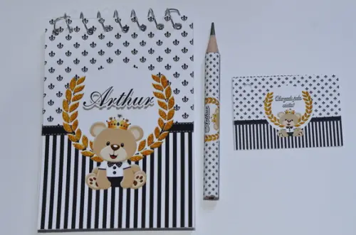Bloquinho Personalizado com Lápis Ursinho Principe