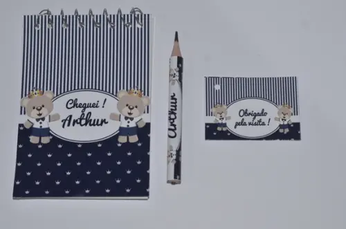 Bloquinho Personalizado com Lápis Ursinho Principe